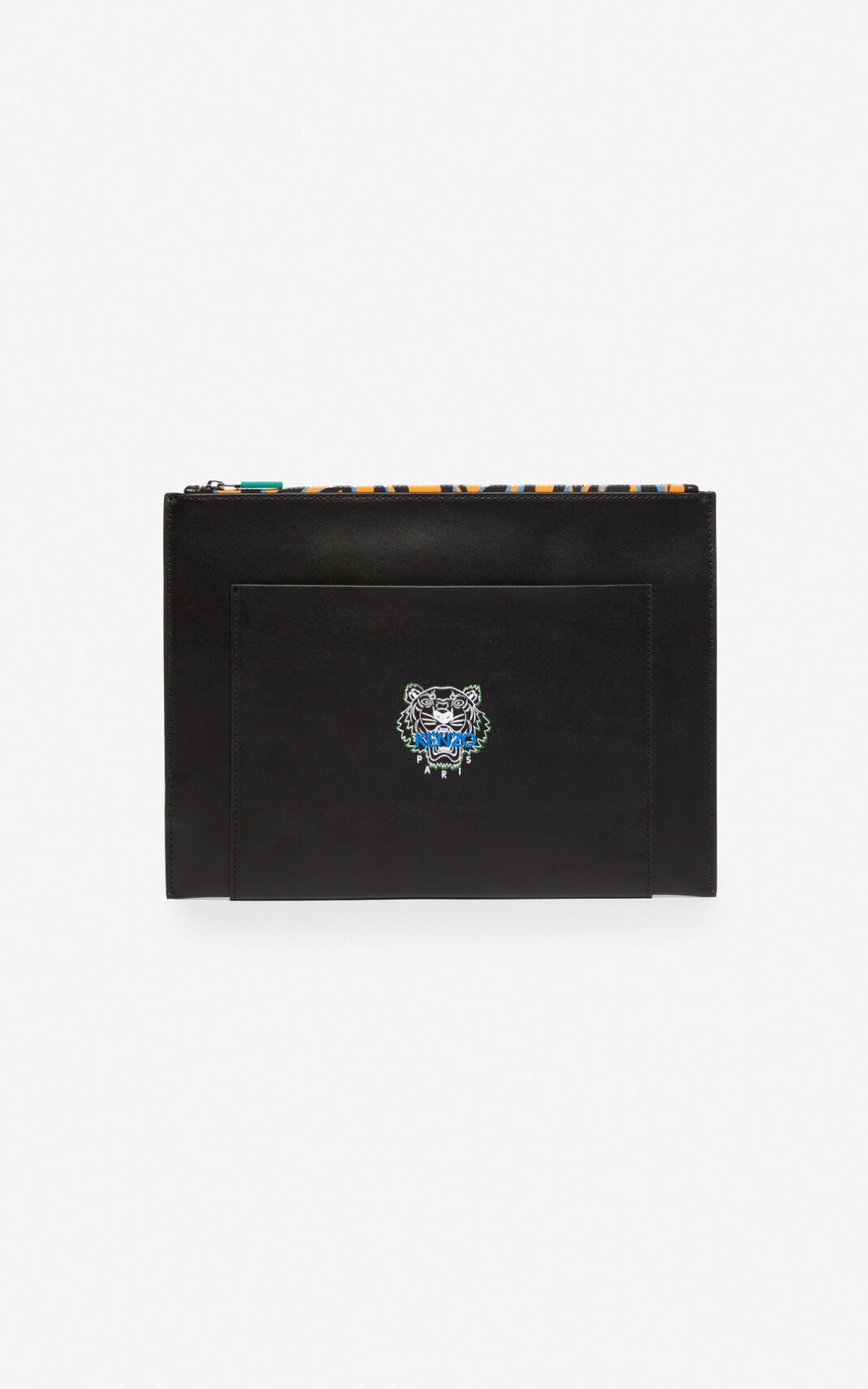 Kenzo Tiny Tiger A4 Deri Clutch Çanta Bayan Siyah | 5139-HVNLW